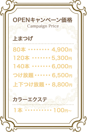 オープンキャンペーン価格